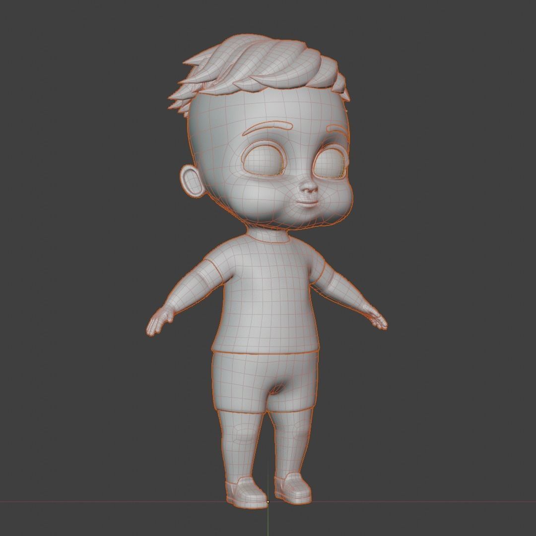 Baby 3d model cartoon boy Low-poly 3D model_23