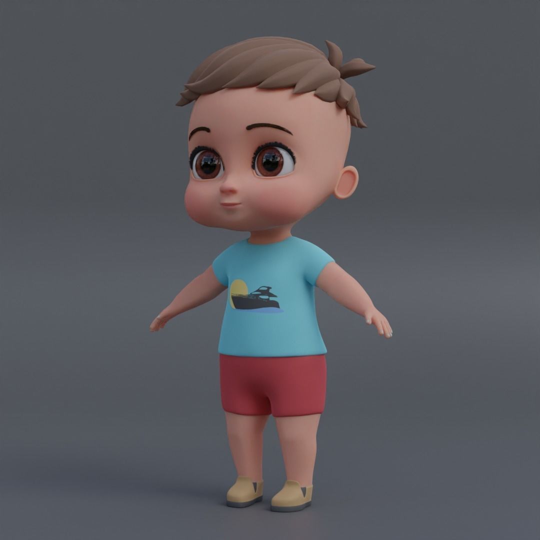 Baby 3d model cartoon boy Low-poly 3D model_1