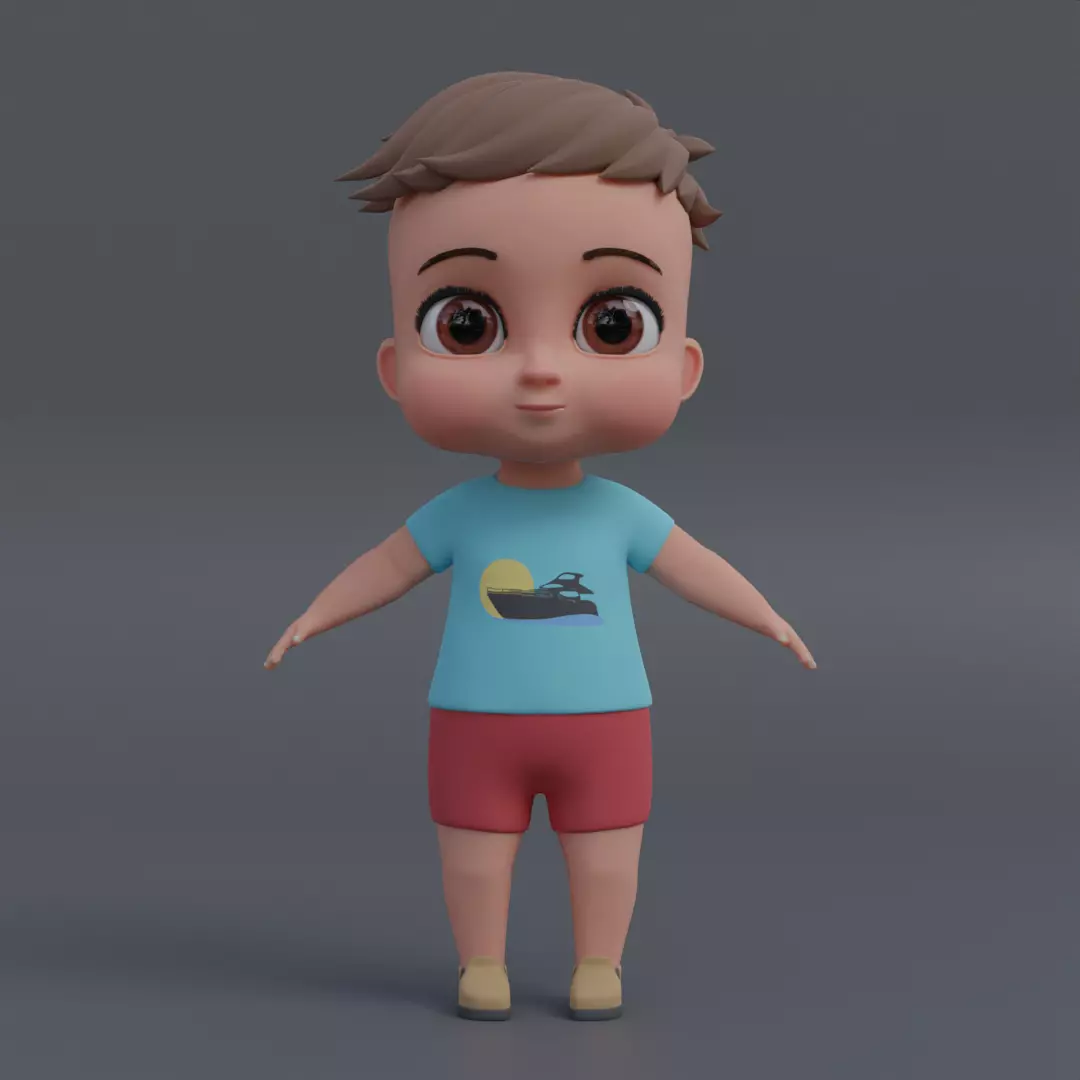 Baby 3d model cartoon boy Low-poly 3D model_0