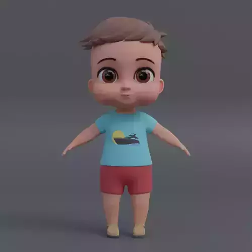 Baby 3d model cartoon boy Low-poly 3D model