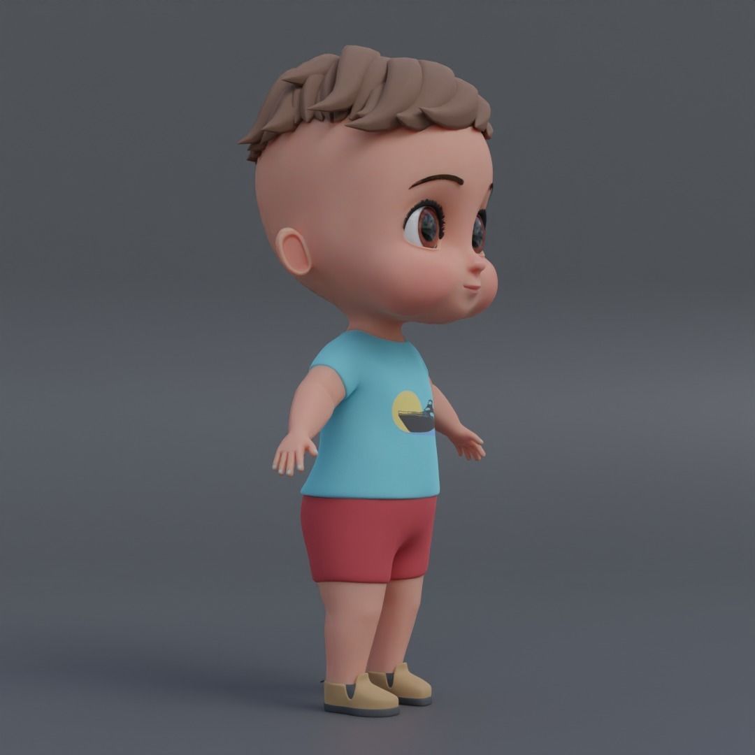 Baby 3d model cartoon boy Low-poly 3D model_10