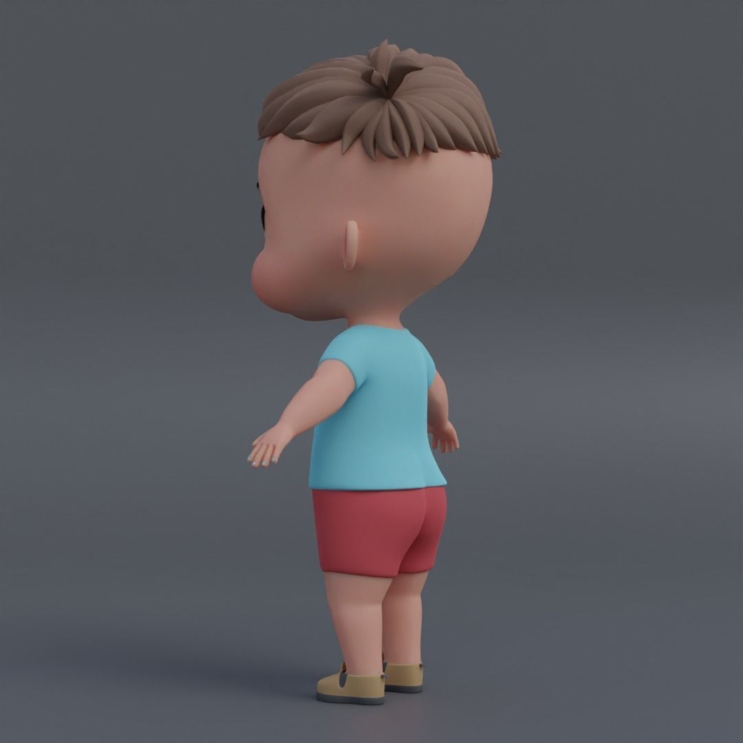 Baby 3d model cartoon boy Low-poly 3D model_4