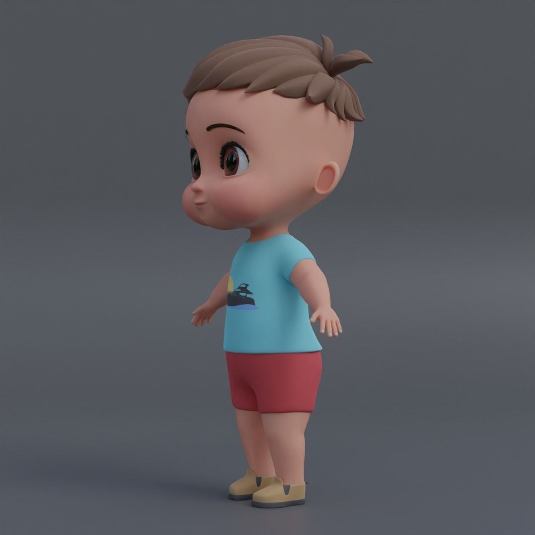 Baby 3d model cartoon boy Low-poly 3D model_2