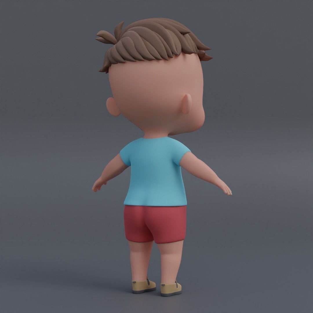 Baby 3d model cartoon boy Low-poly 3D model_7