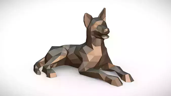 German shepherd figure low poly