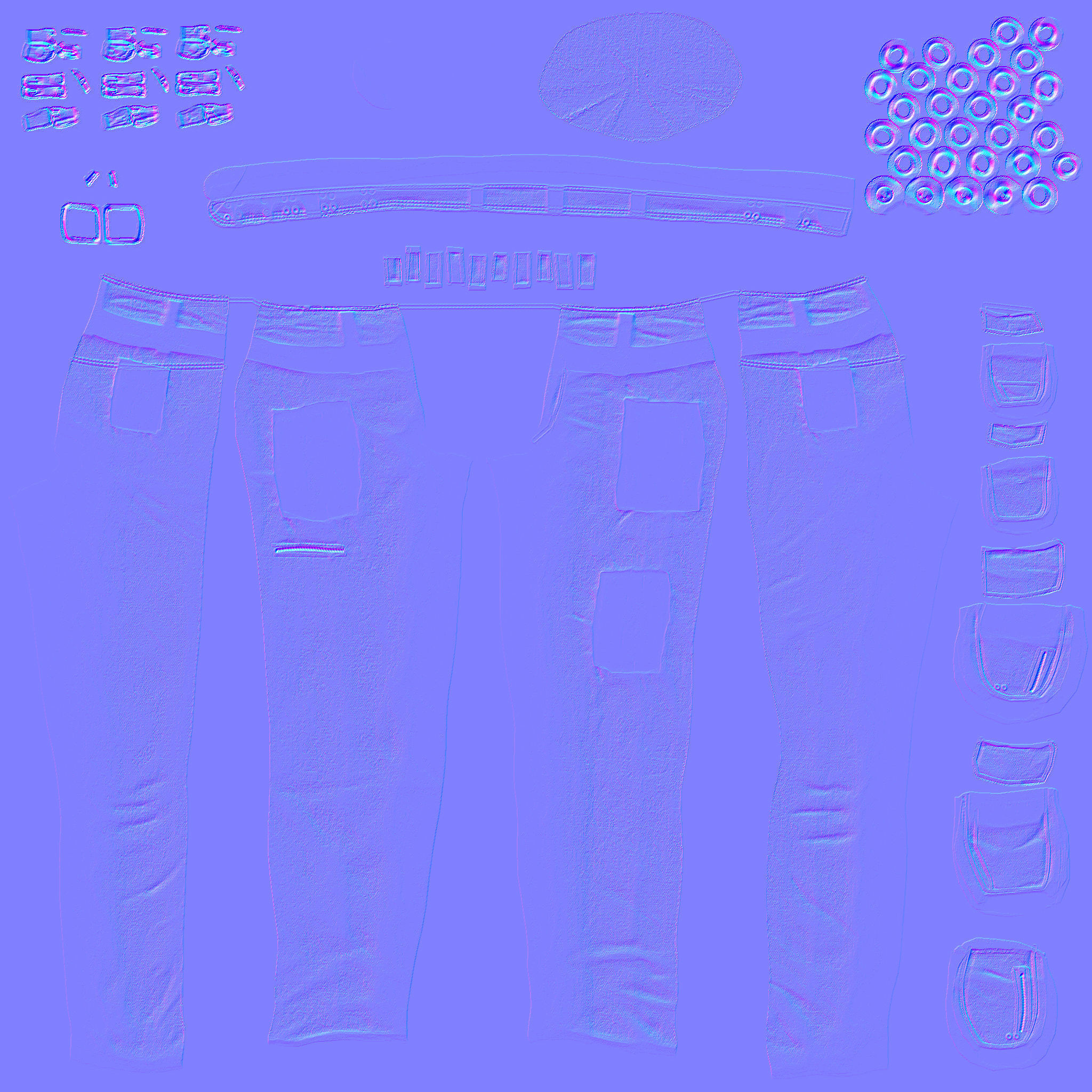 Cargo Pants Low-poly 3D model_11