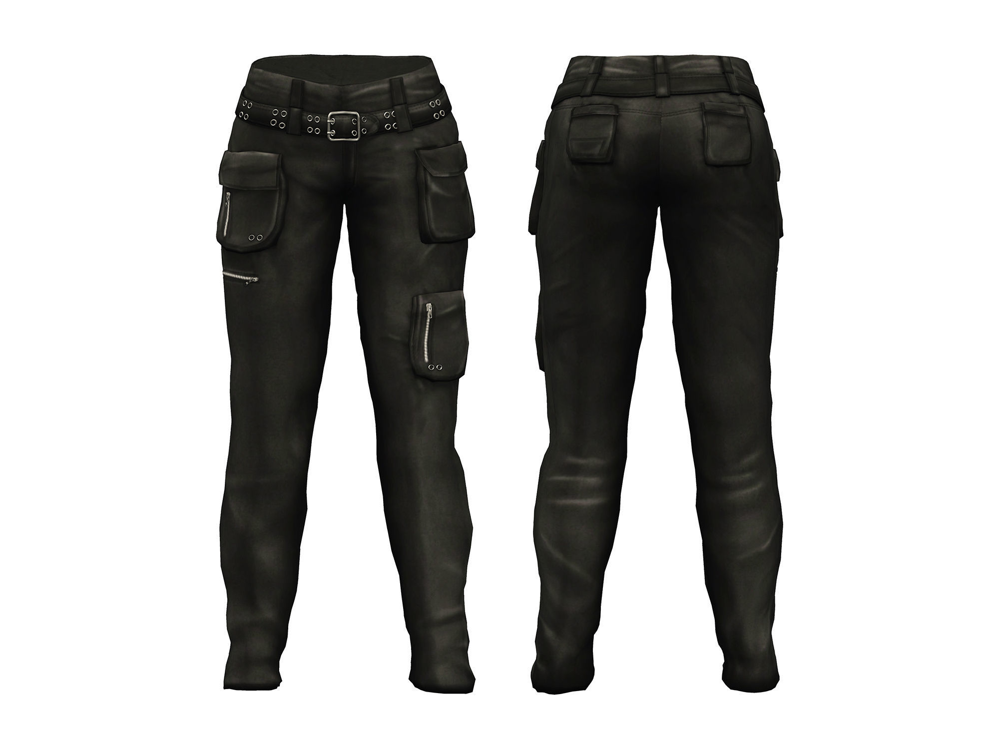 Cargo Pants Low-poly 3D model_3