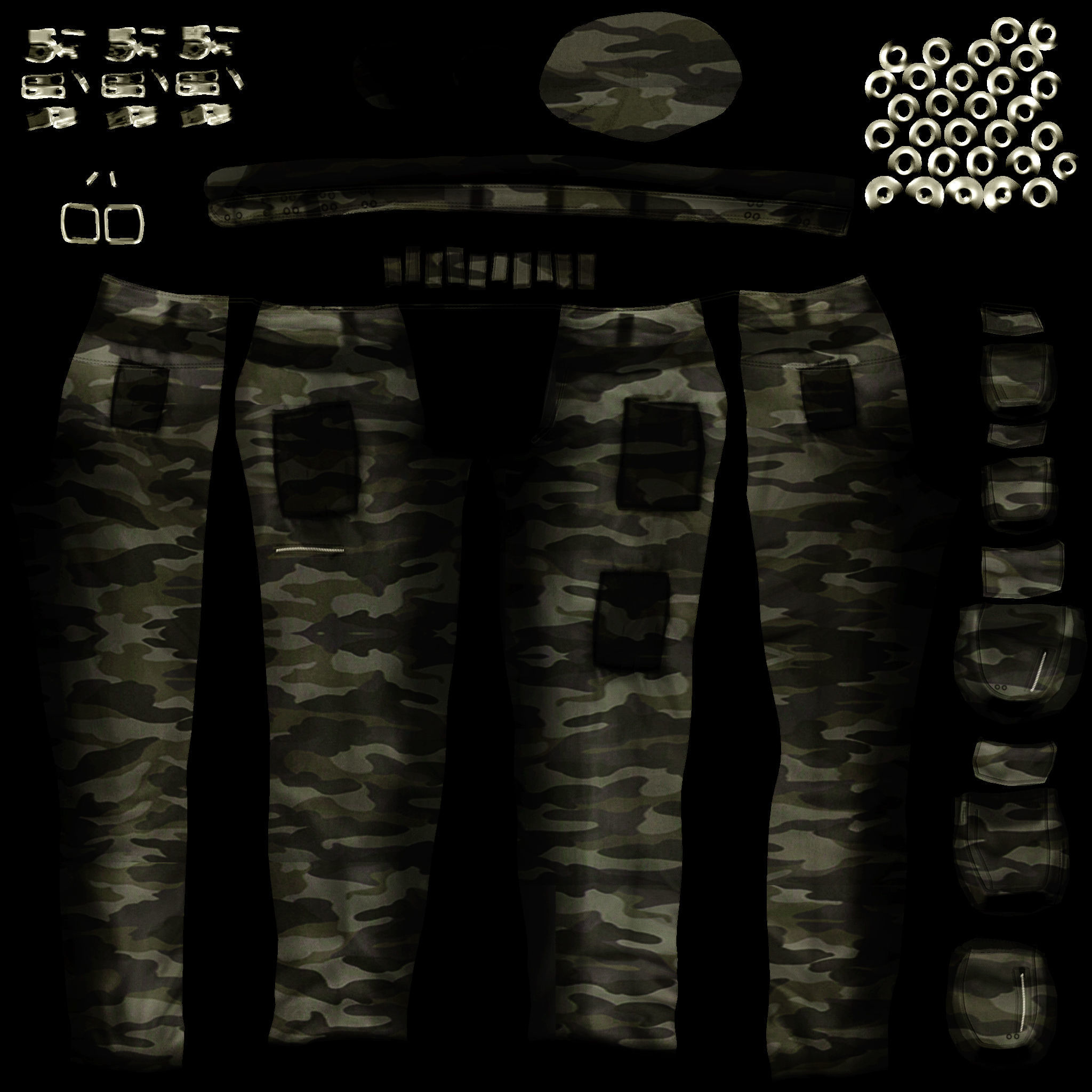 Cargo Pants Low-poly 3D model_9