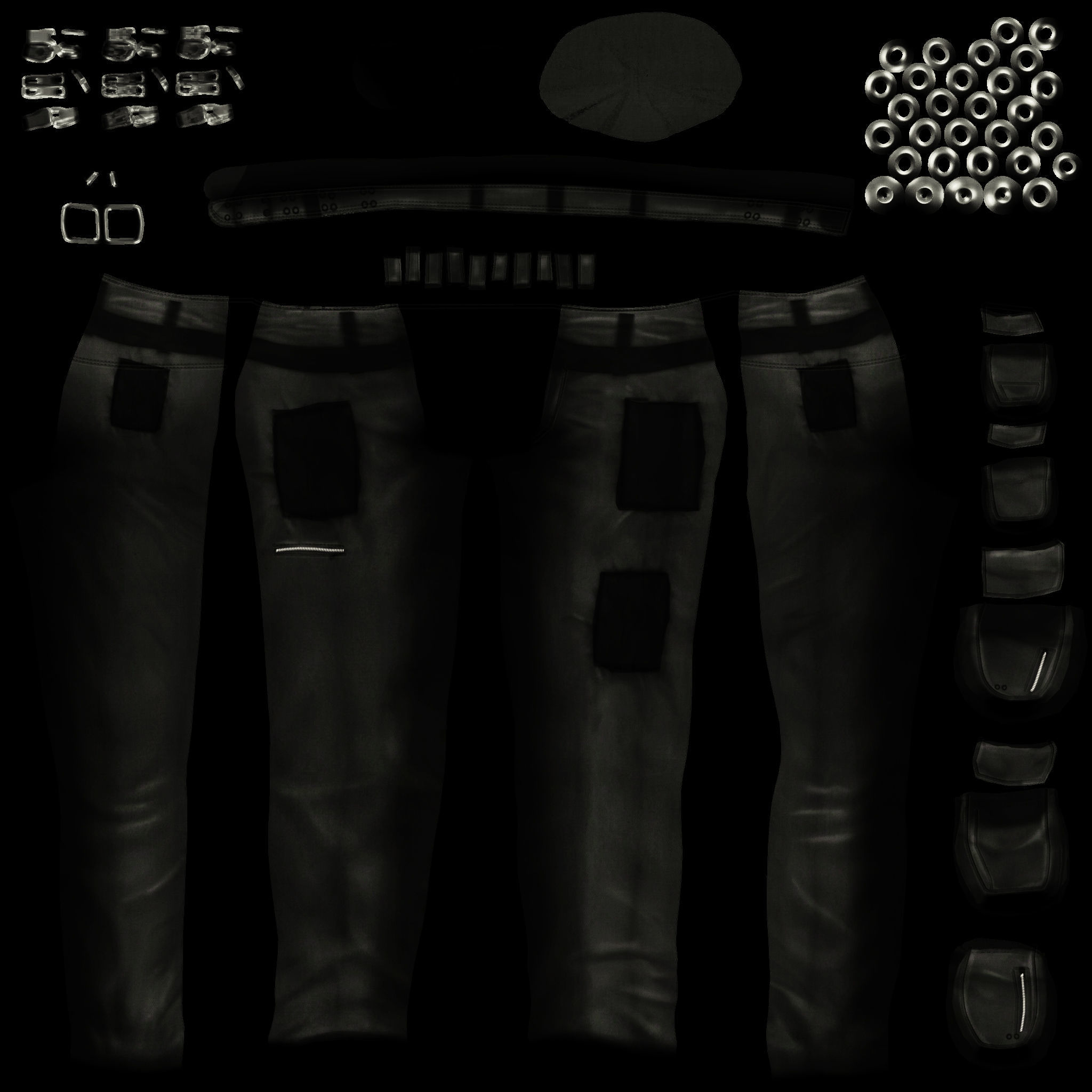 Cargo Pants Low-poly 3D model_8