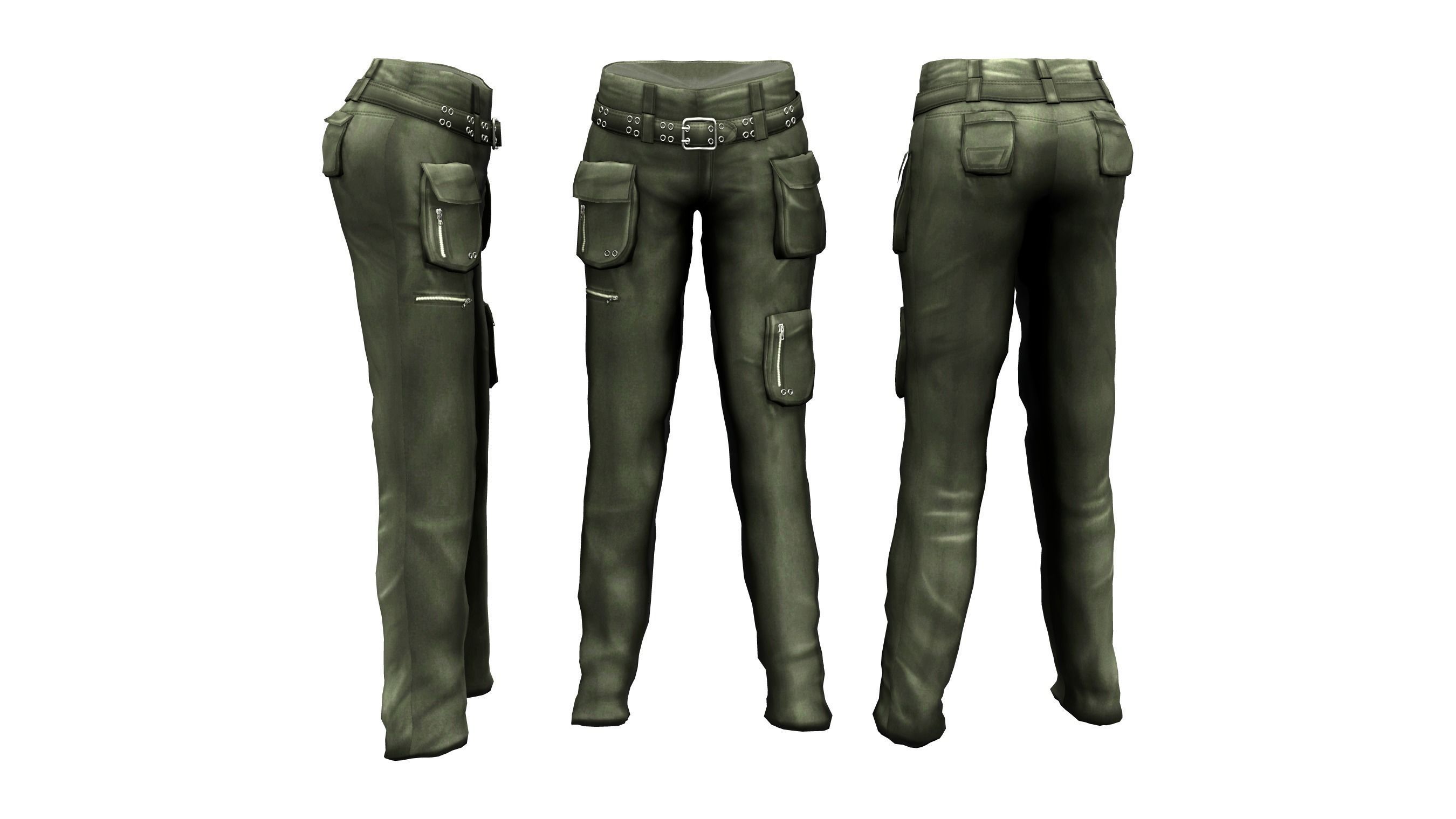 Cargo Pants Low-poly 3D model_4