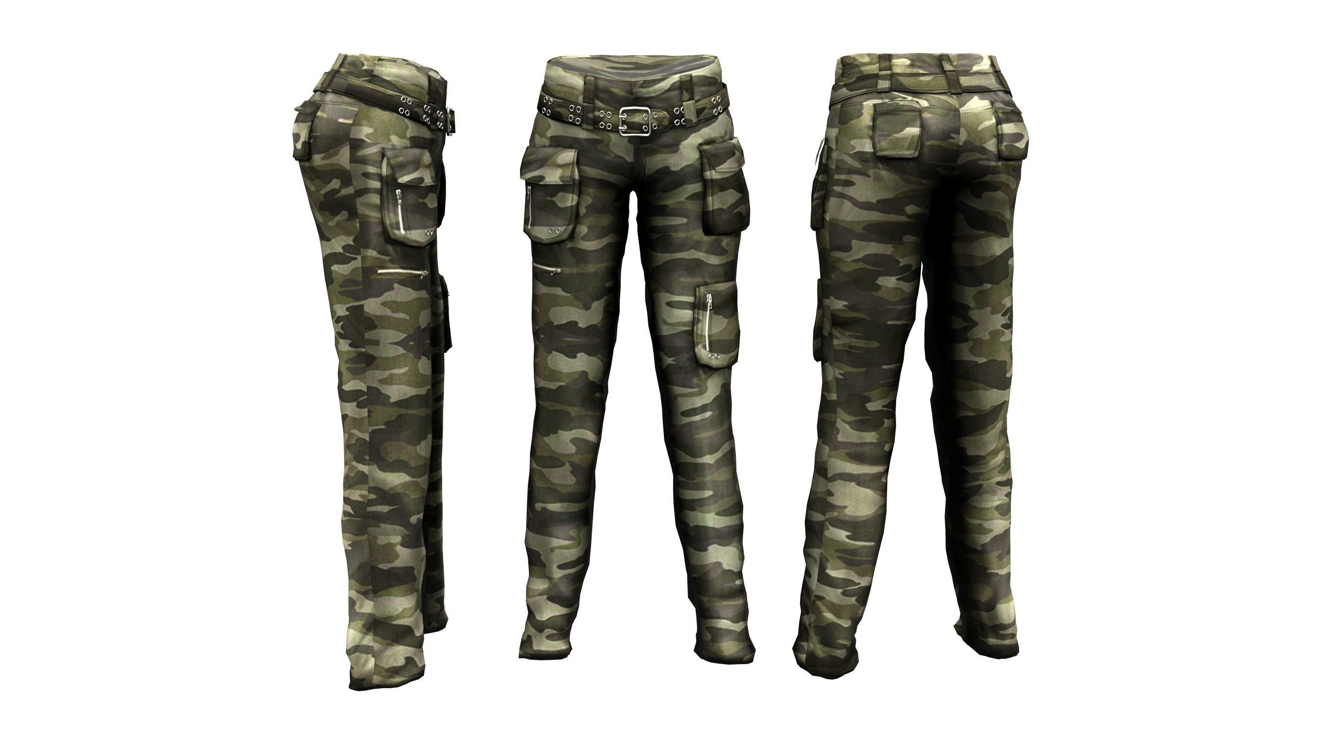 Cargo Pants Low-poly 3D model_5