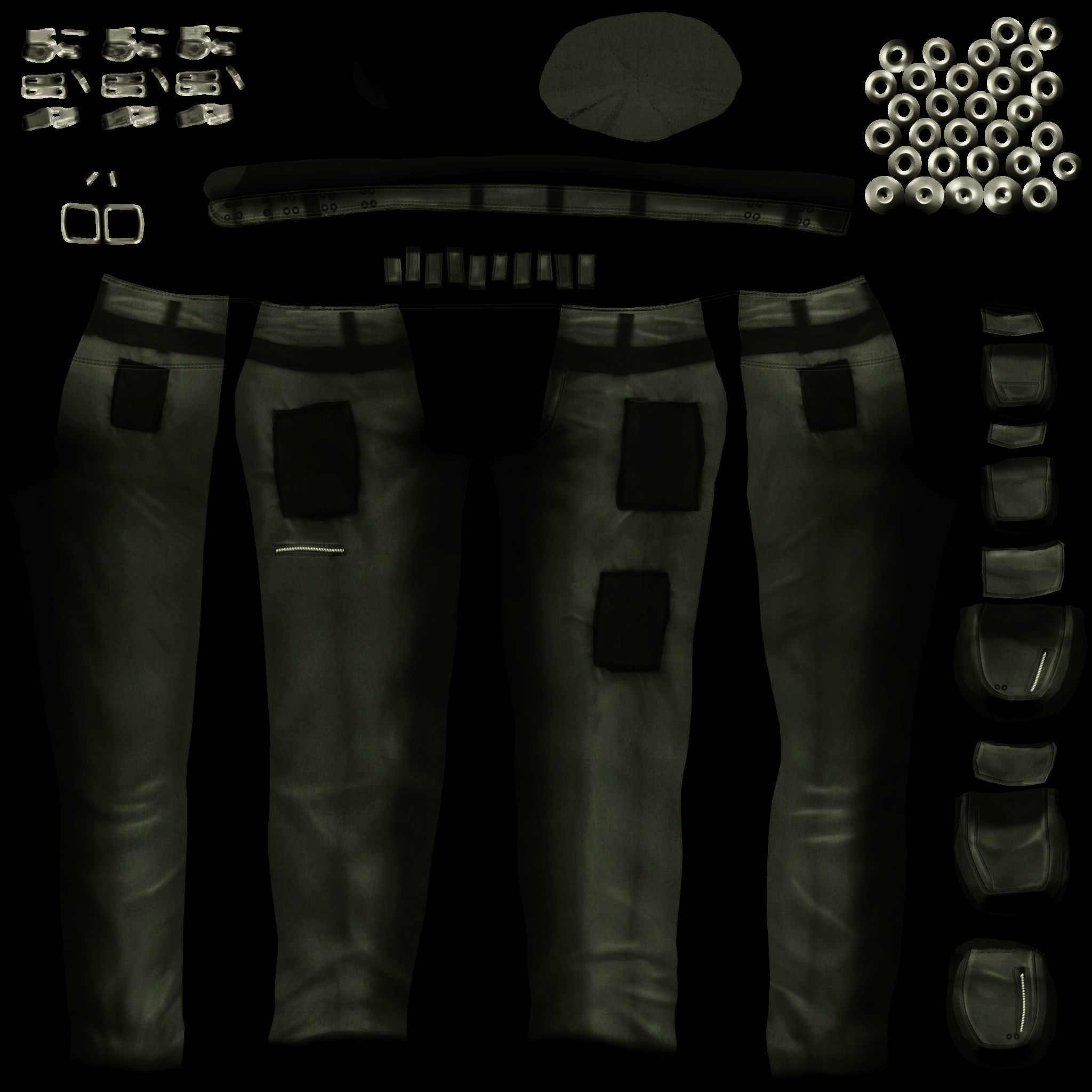 Cargo Pants Low-poly 3D model_10