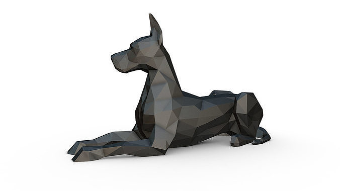 great dane figure low poly 3D print model