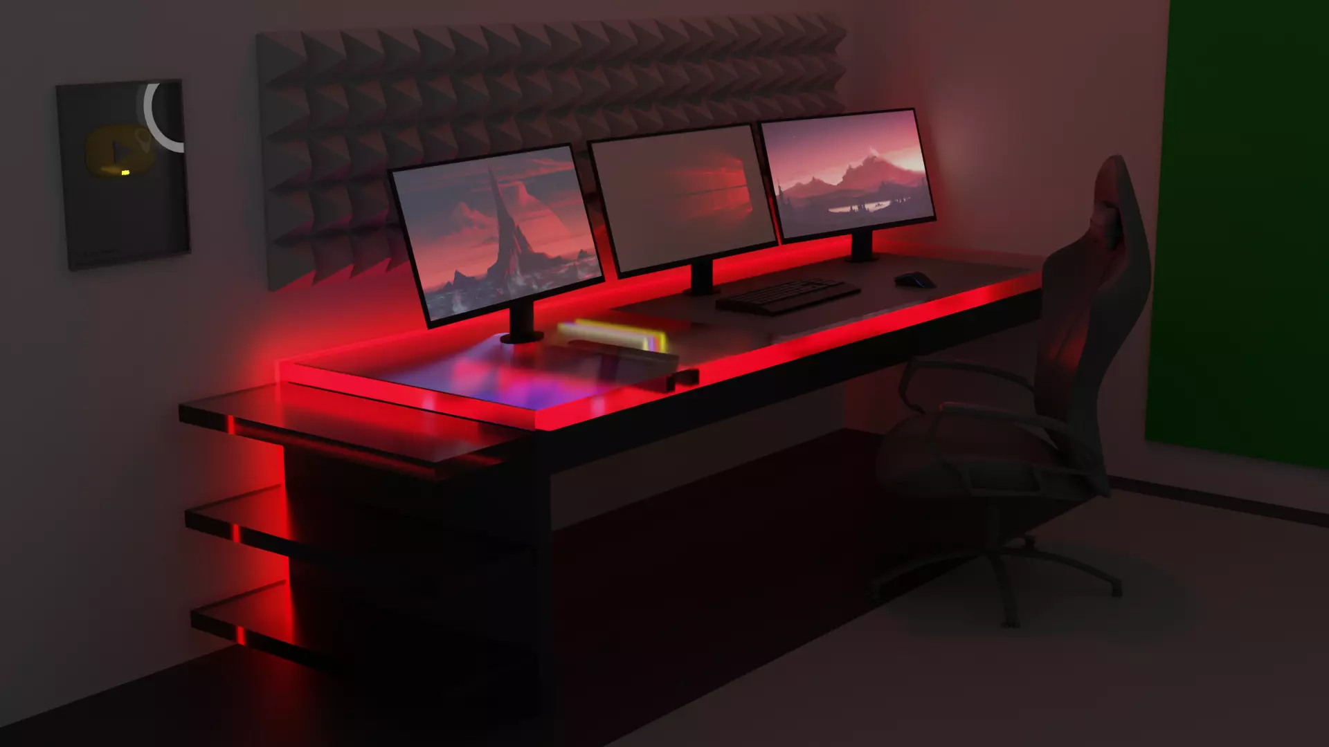 Low poly gamer room Low-poly 3D model