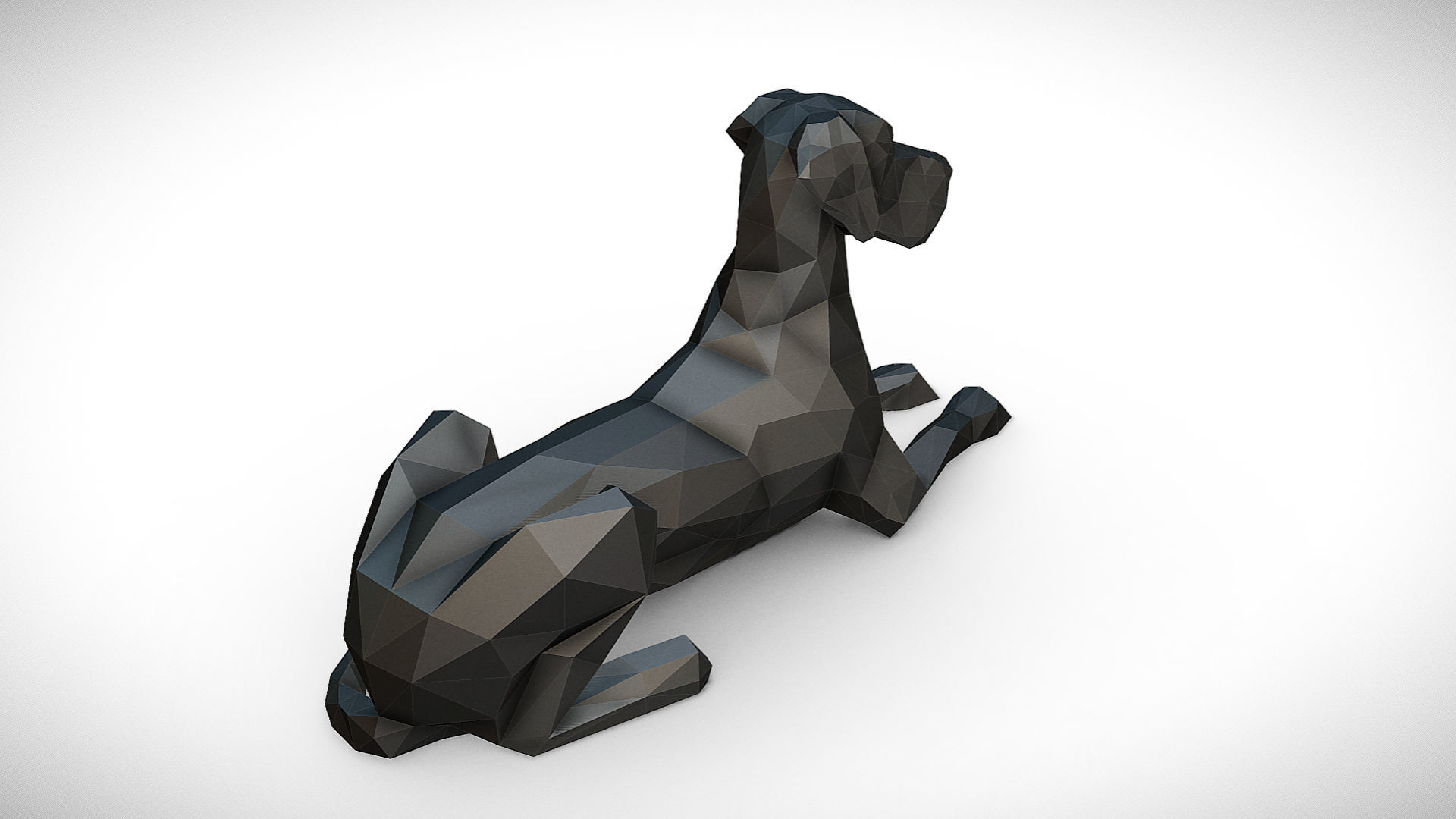 great dane figure low poly 3D print model_3