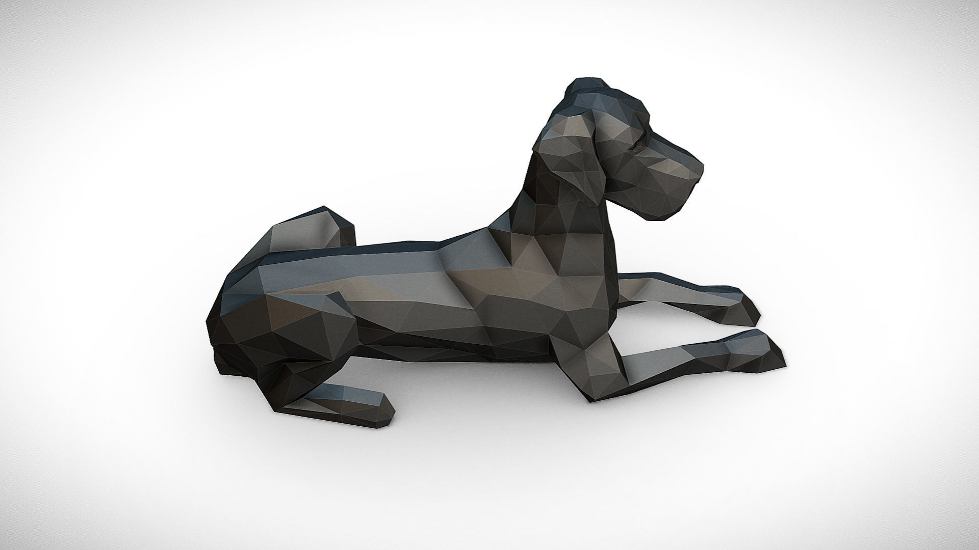 great dane figure low poly 3D print model_4