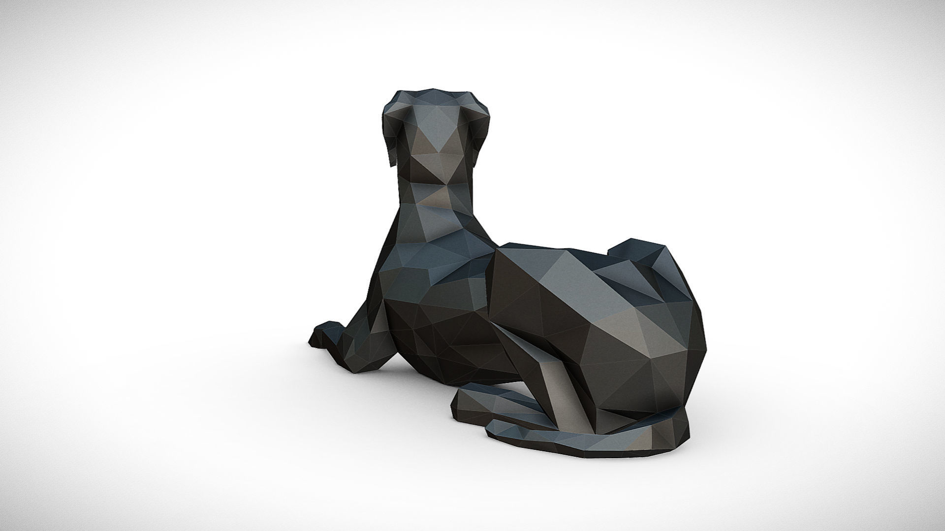 great dane figure low poly 3D print model_2
