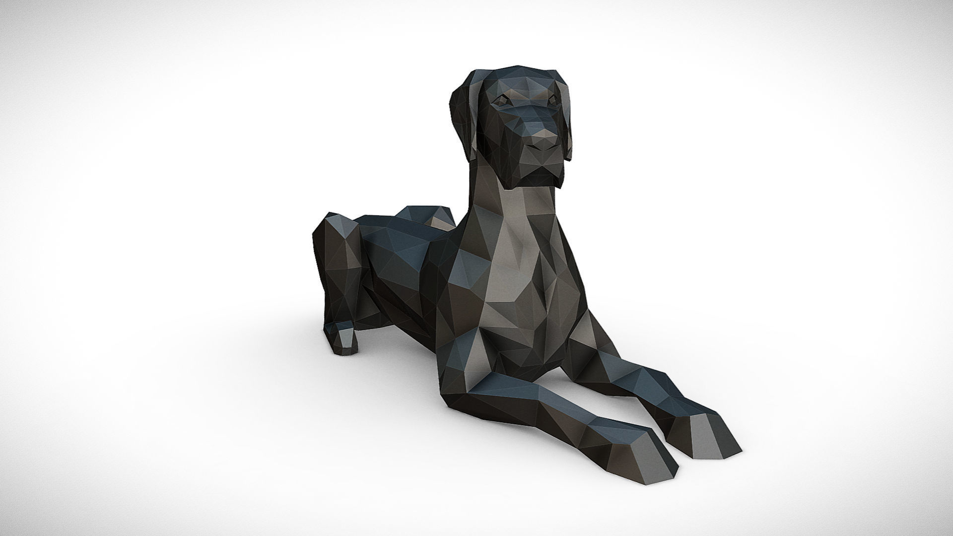 great dane figure low poly 3D print model_6