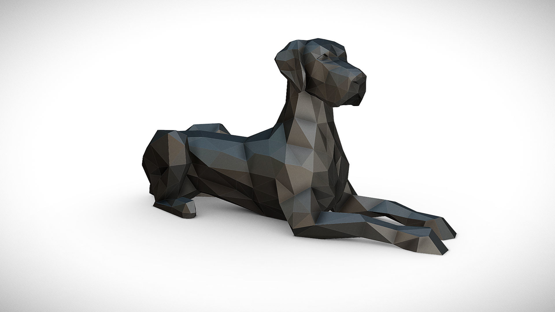 great dane figure low poly 3D print model_5