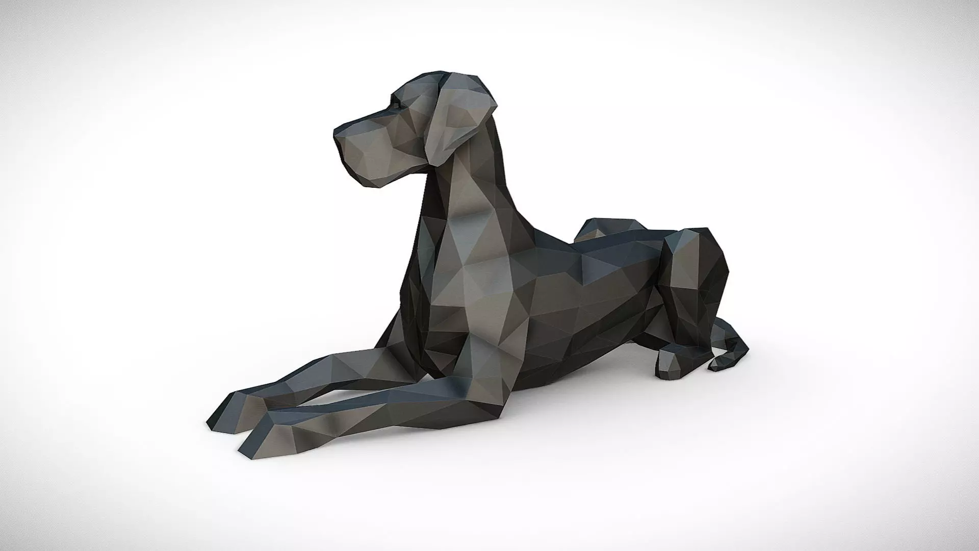 great dane figure low poly 3D print model_0
