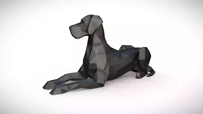 great dane figure low poly 3D print model