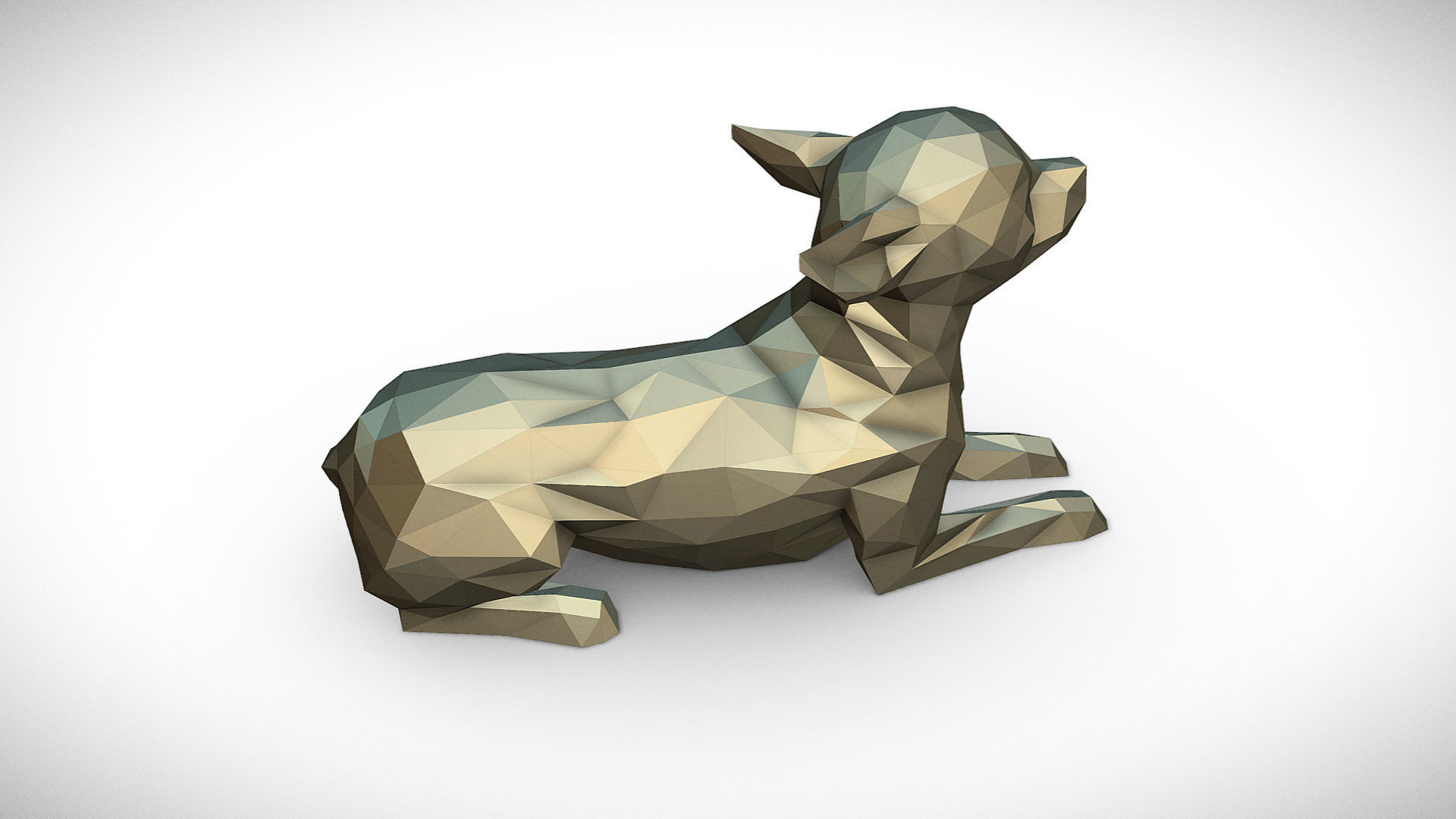 Chihuahua figure low poly 3D print model_4