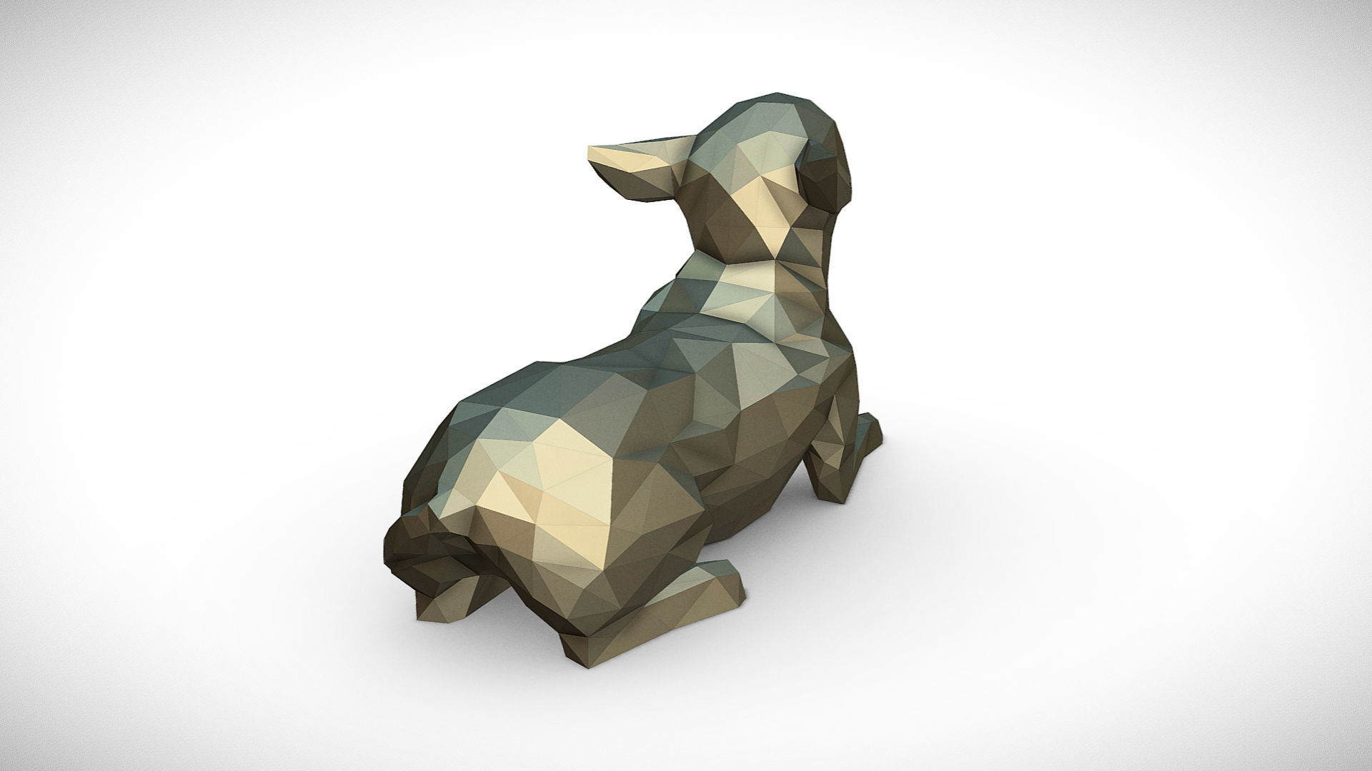 Chihuahua figure low poly 3D print model_3