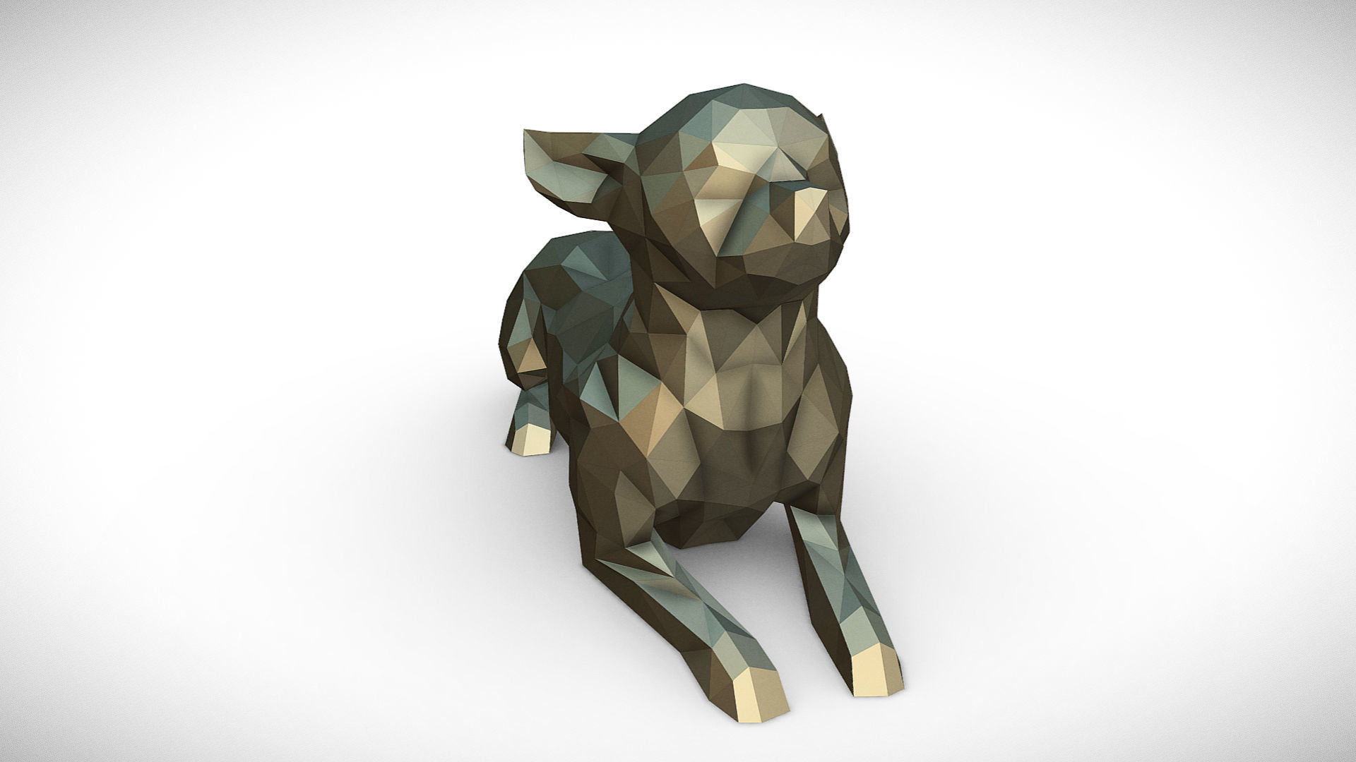Chihuahua figure low poly 3D print model_6