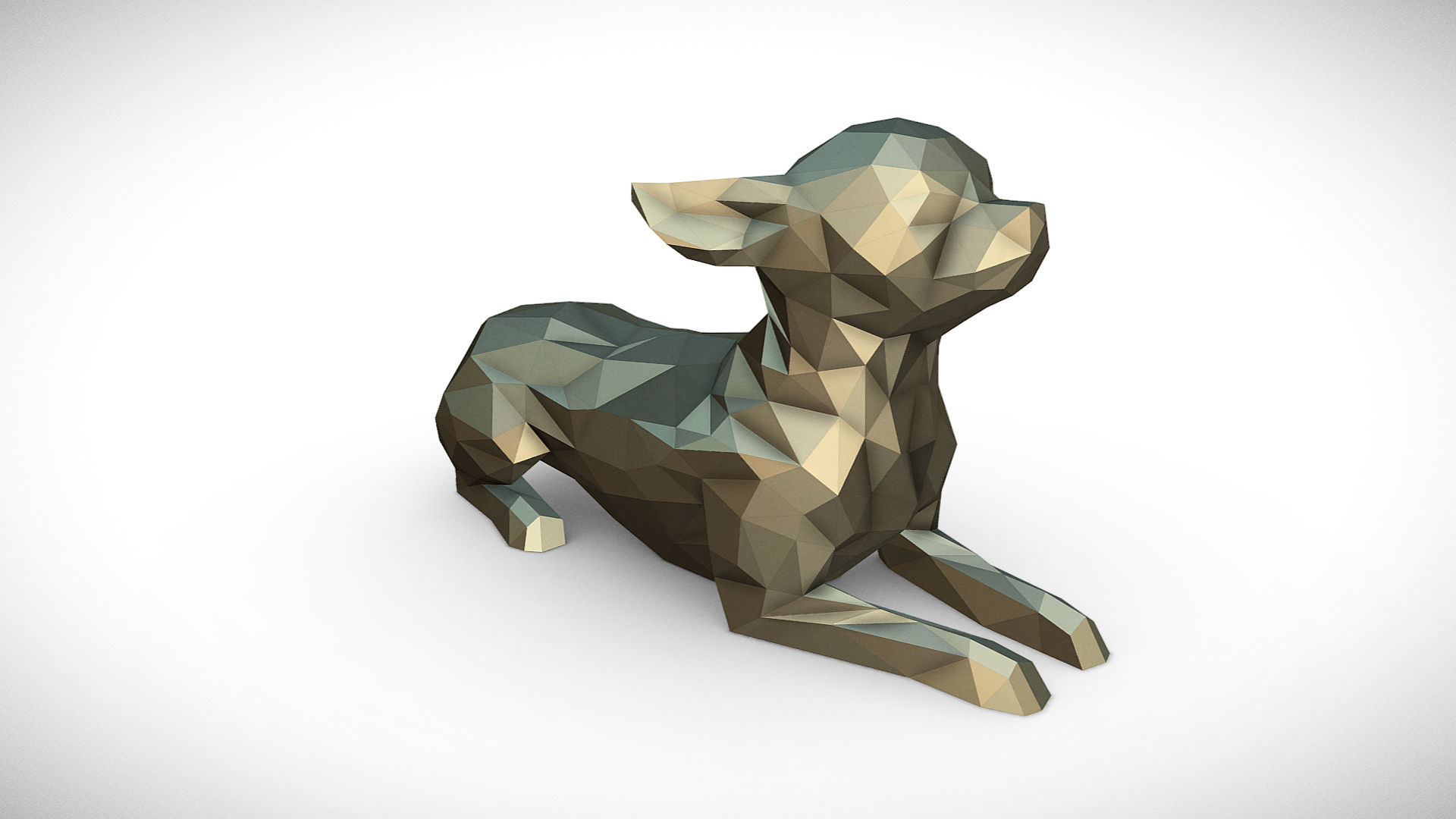 Chihuahua figure low poly 3D print model_5