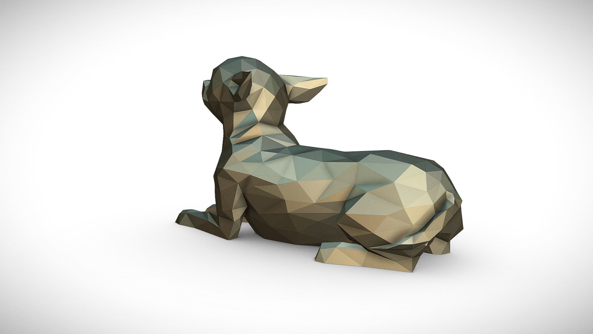Chihuahua figure low poly 3D print model_2