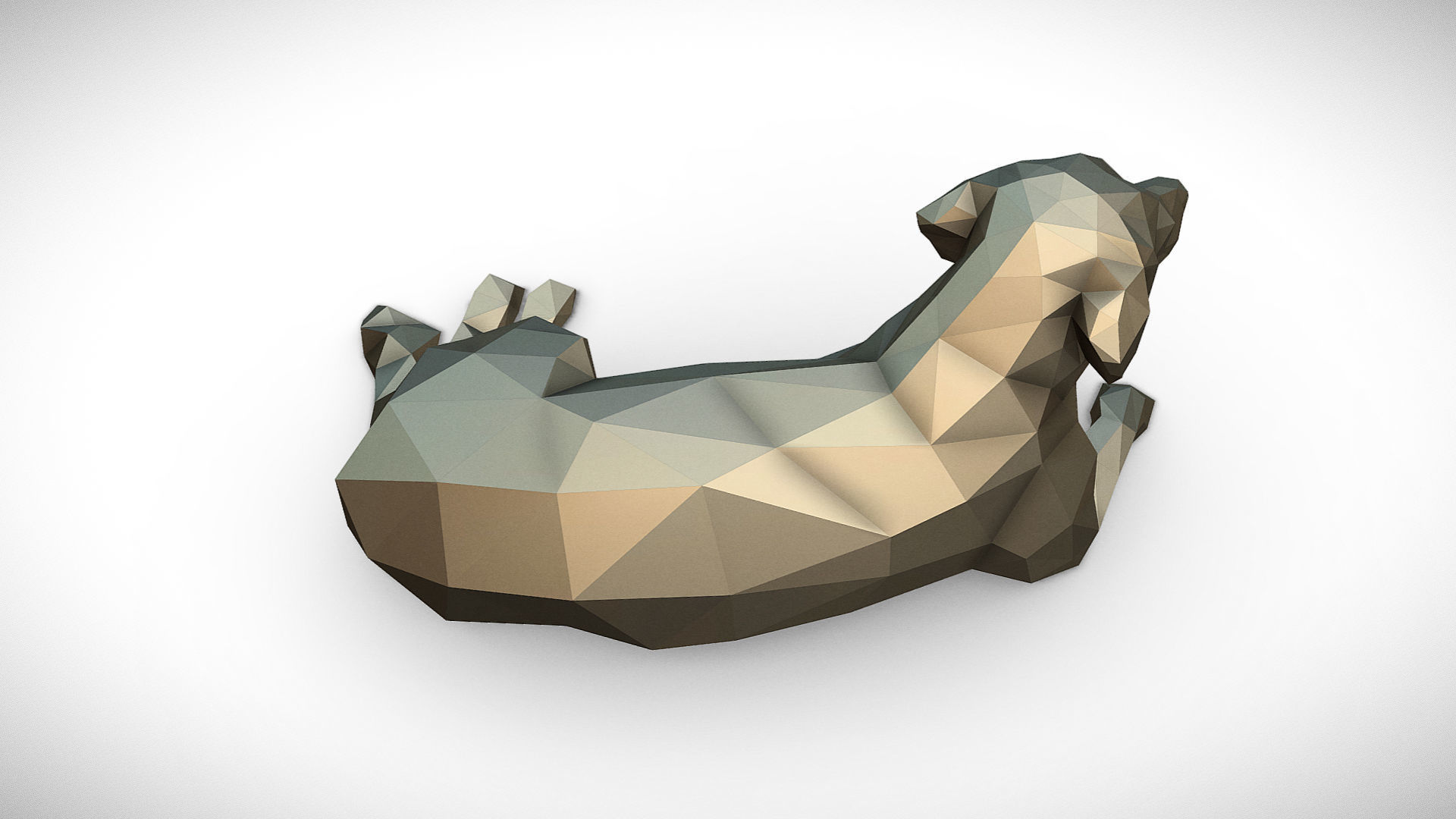 Golden Retriever figure low poly 3D print model_4