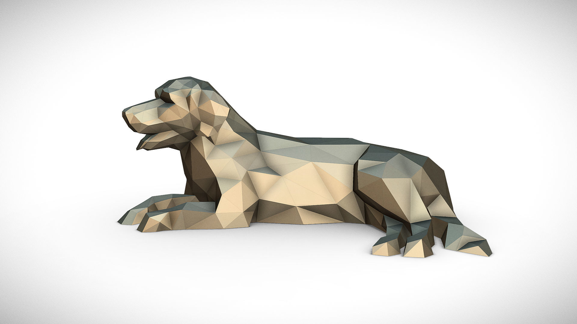 Golden Retriever figure low poly 3D print model_1
