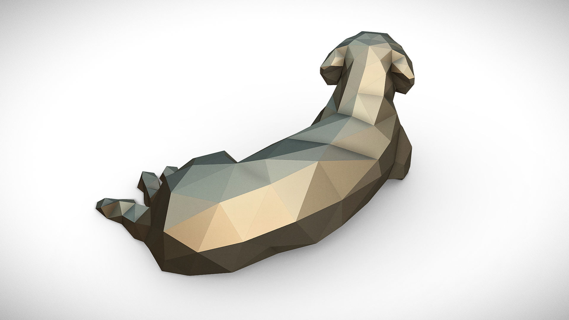 Golden Retriever figure low poly 3D print model_3