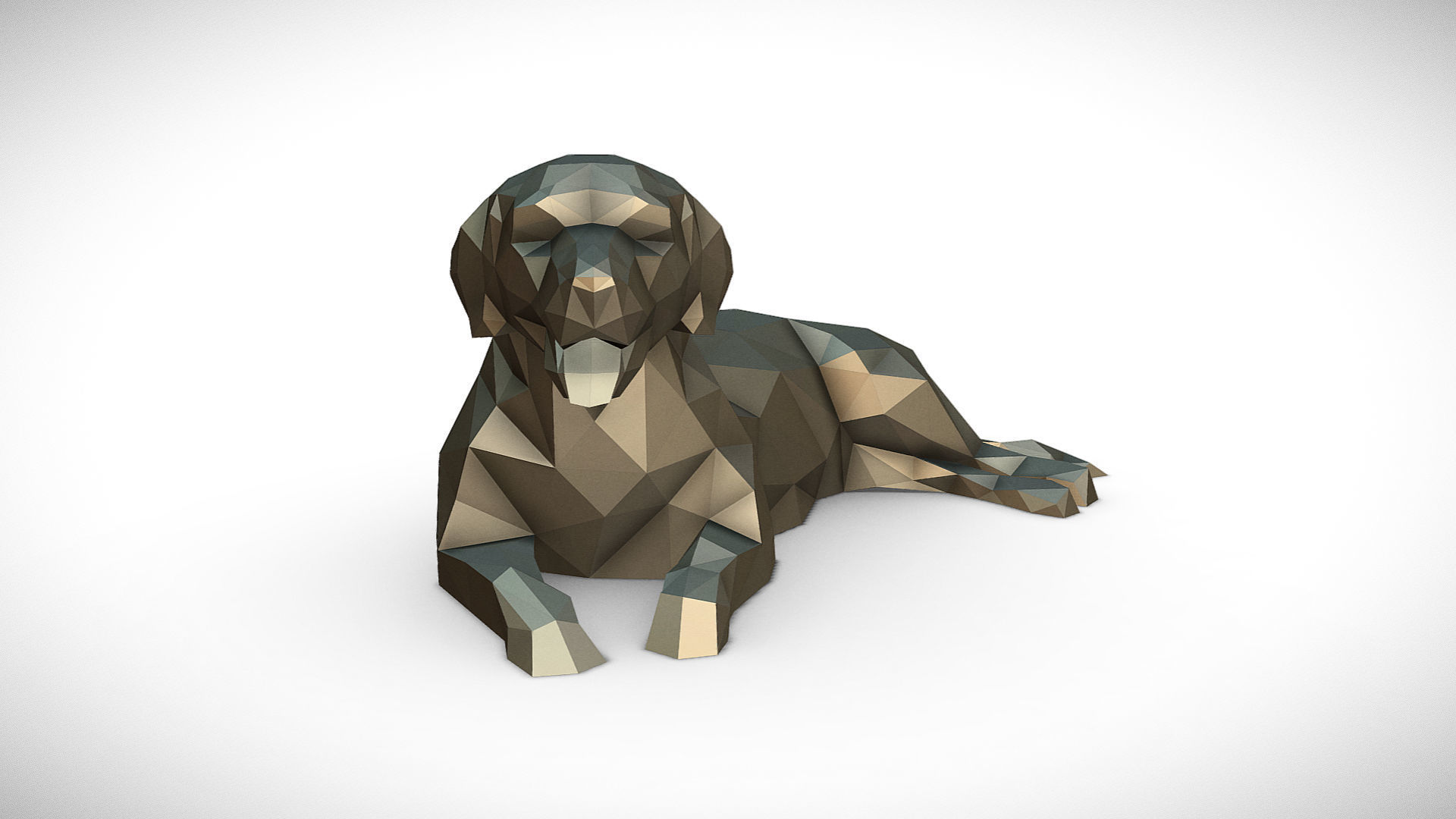 Golden Retriever figure low poly 3D print model_6