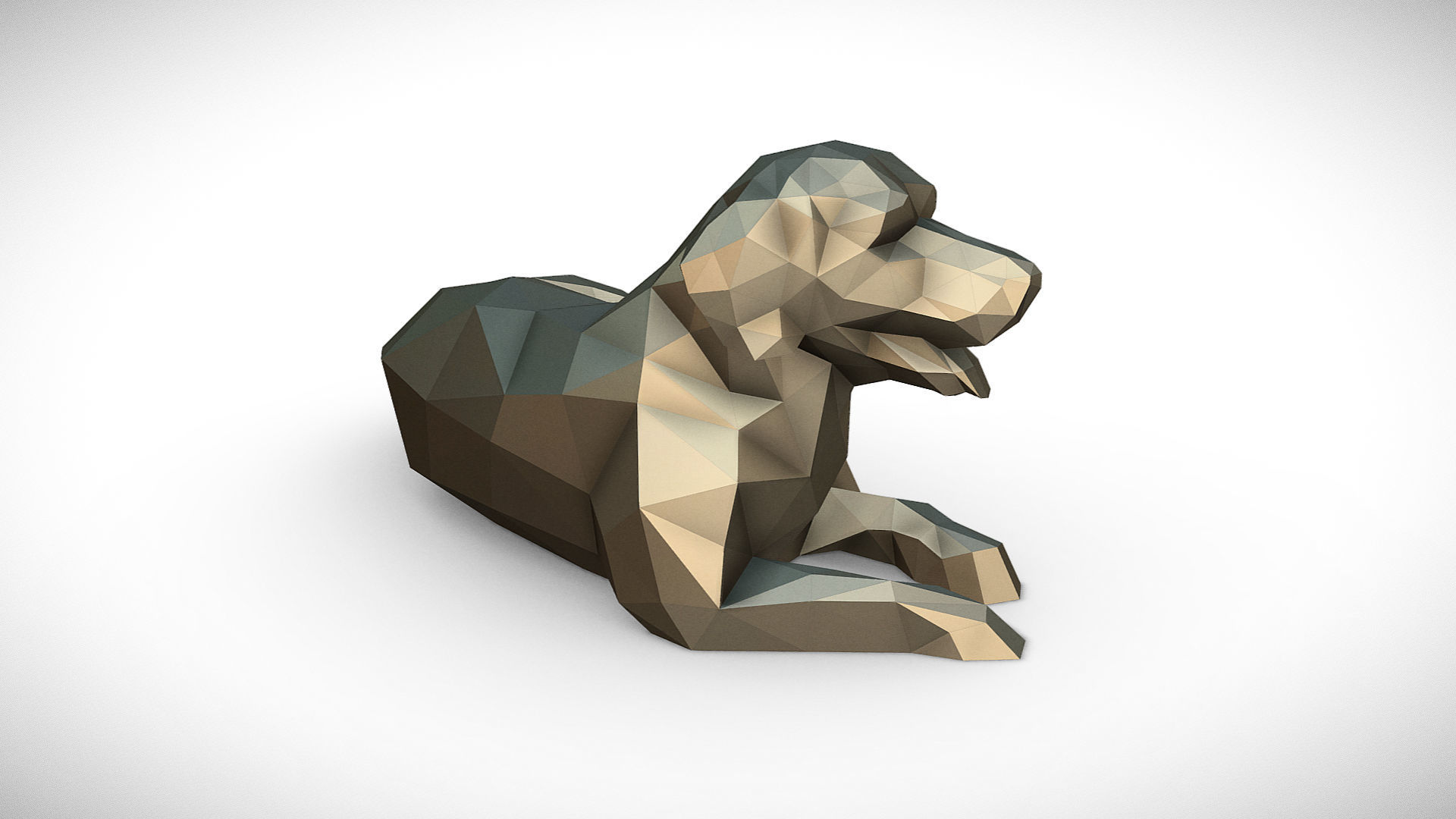 Golden Retriever figure low poly 3D print model_5