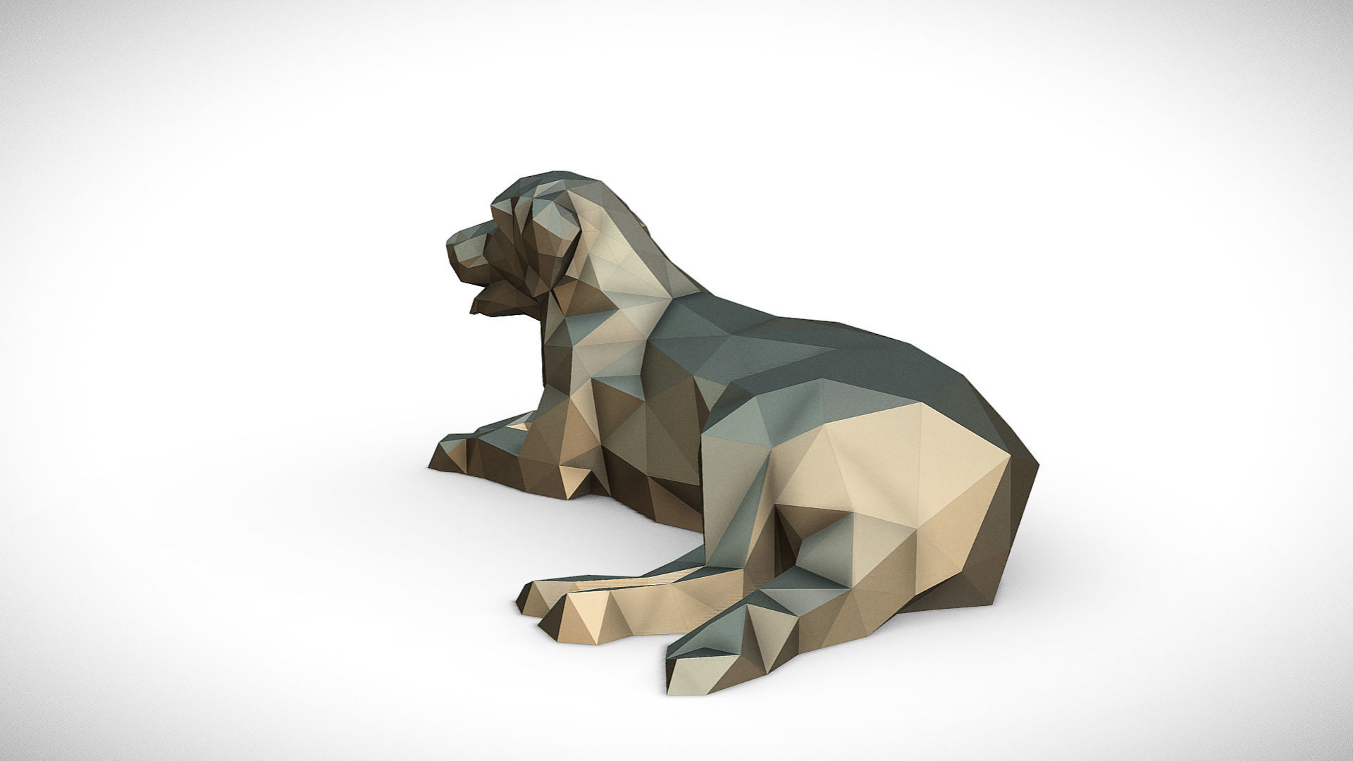Golden Retriever figure low poly 3D print model_2