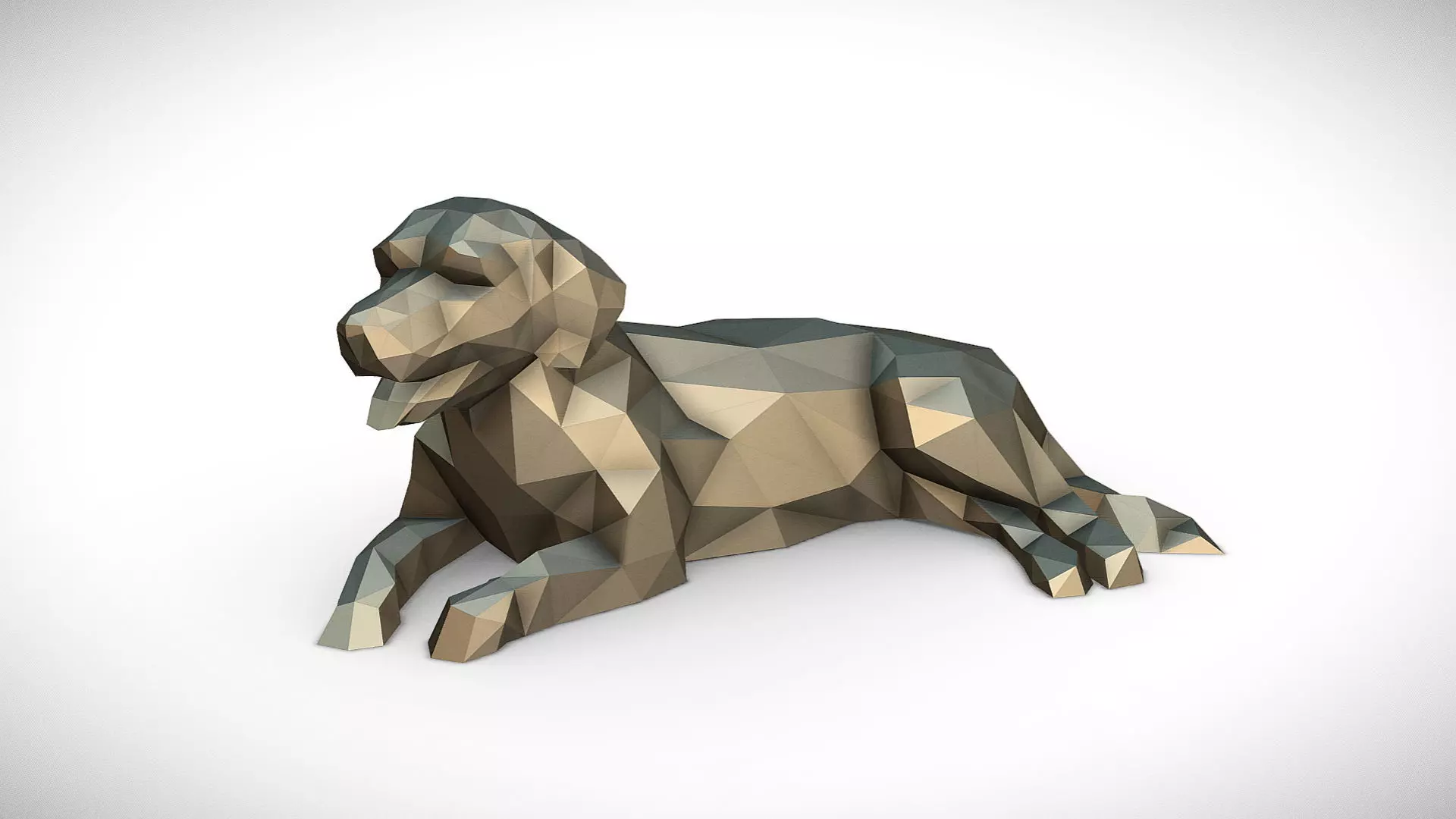 Golden Retriever figure low poly 3D print model_0