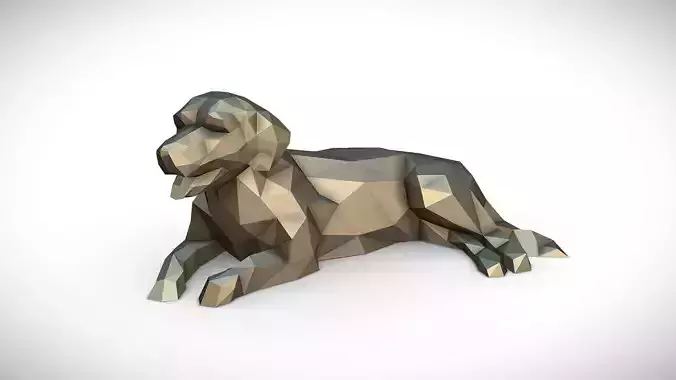 Golden Retriever figure low poly