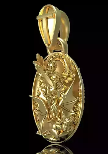 Necklace Saint Michael  Protect US For 3d Print and Casting  3D print model