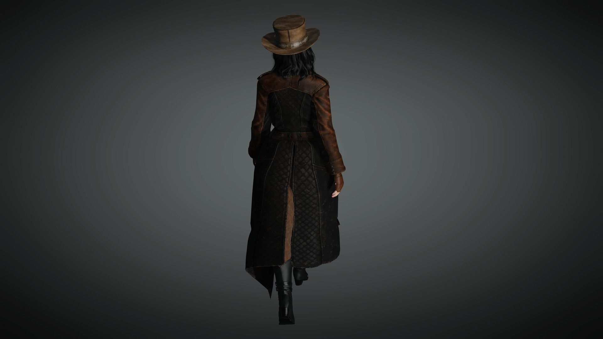 AAA Steampunk Female Character 01 Low-poly 3D model_12