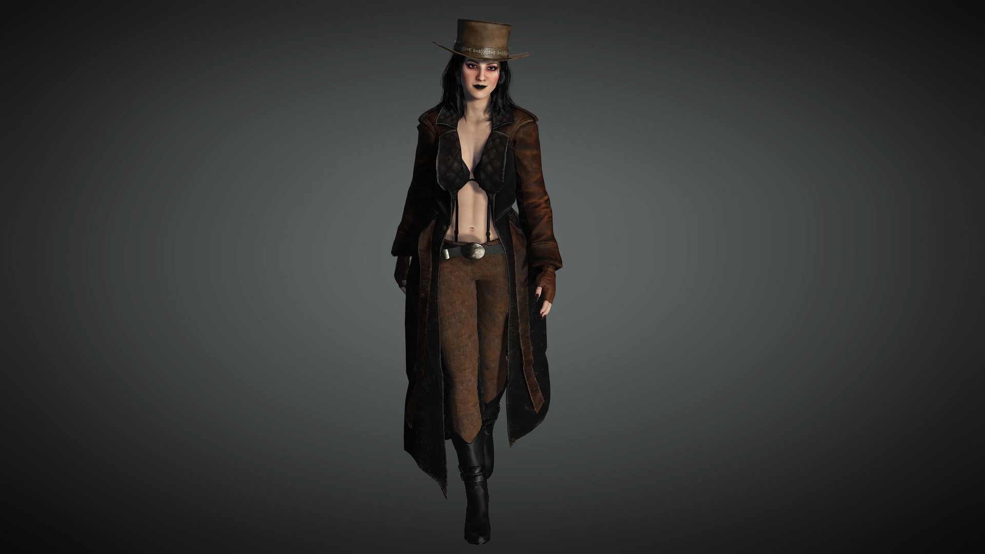 AAA Steampunk Female Character 01 Low-poly 3D model_3