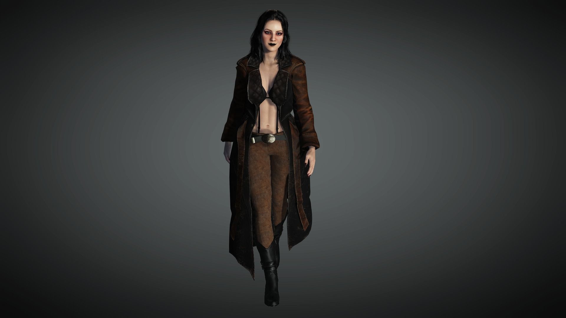 AAA Steampunk Female Character 01 Low-poly 3D model_6
