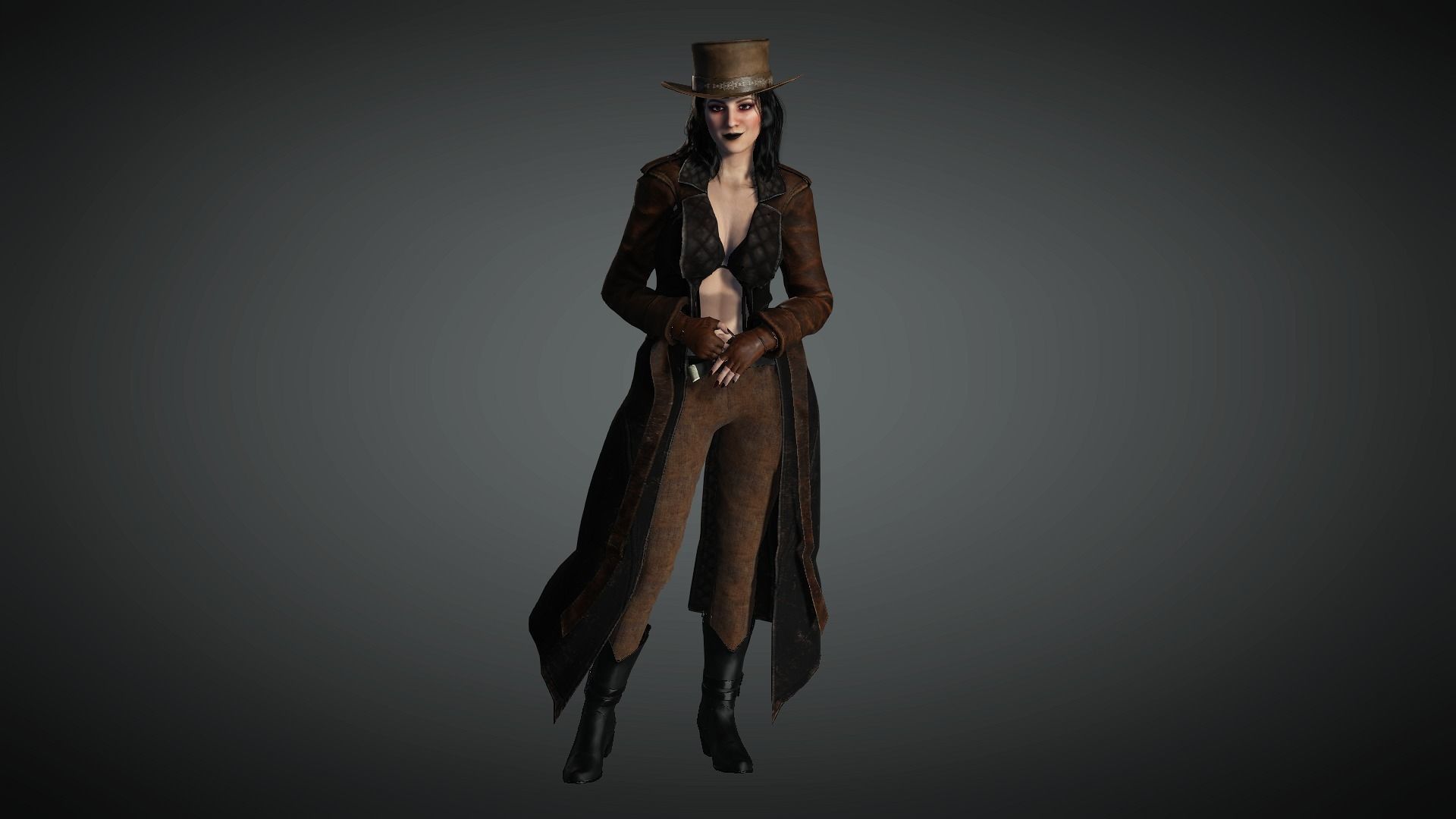 AAA Steampunk Female Character 01 Low-poly 3D model_15