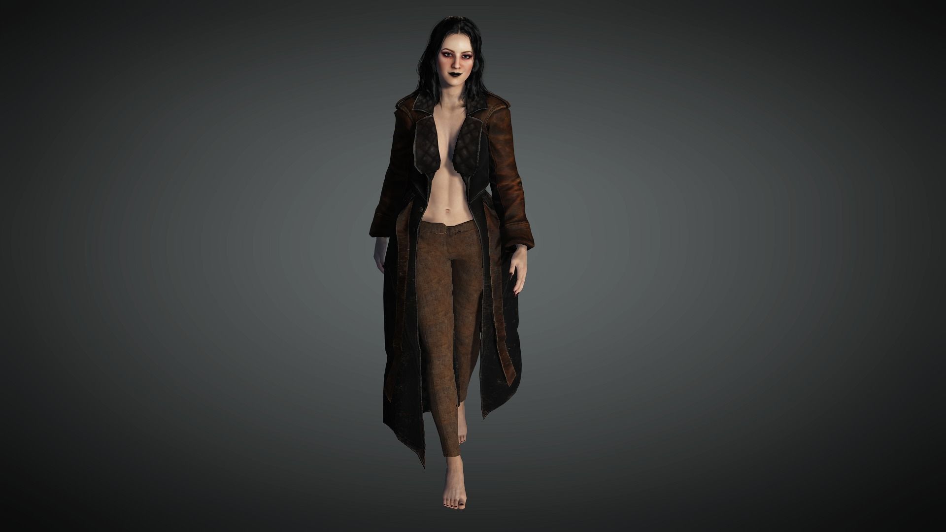 AAA Steampunk Female Character 01 Low-poly 3D model_9