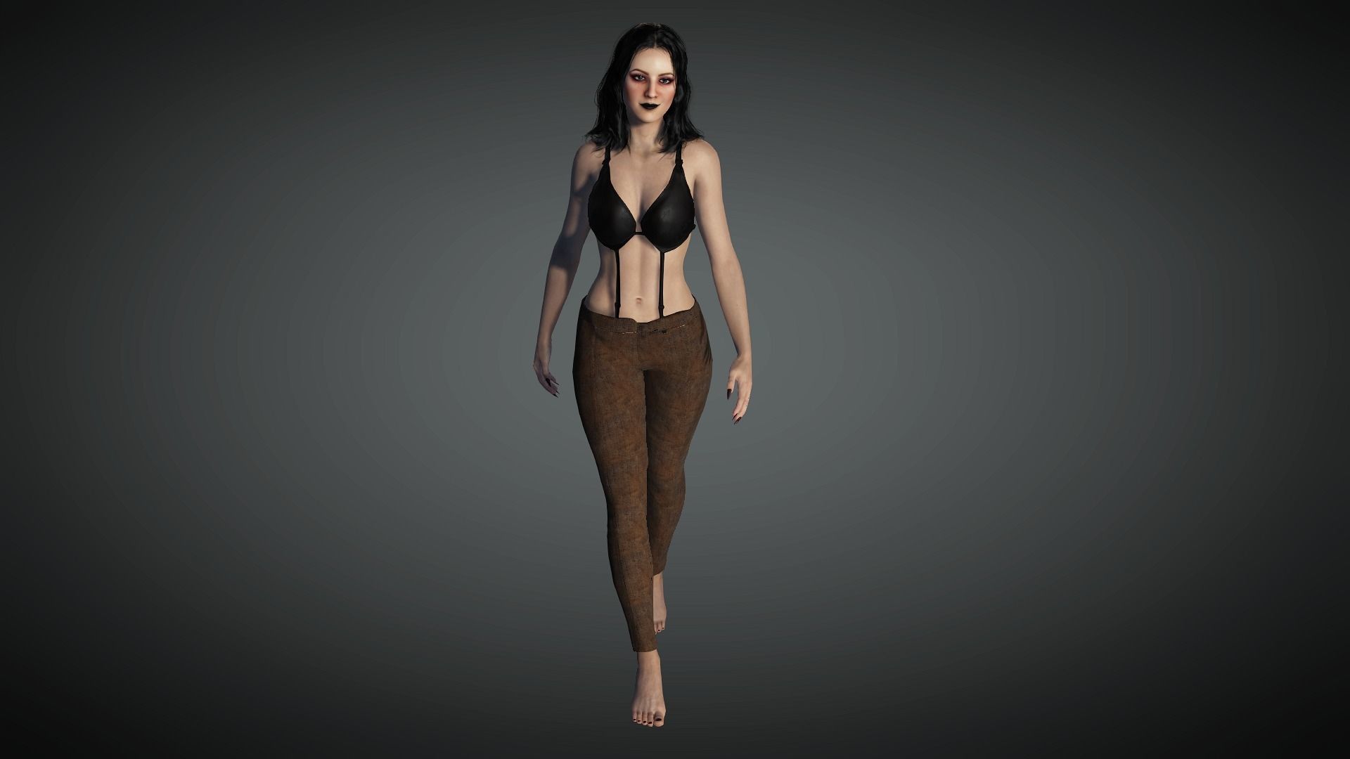 AAA Steampunk Female Character 01 Low-poly 3D model_8