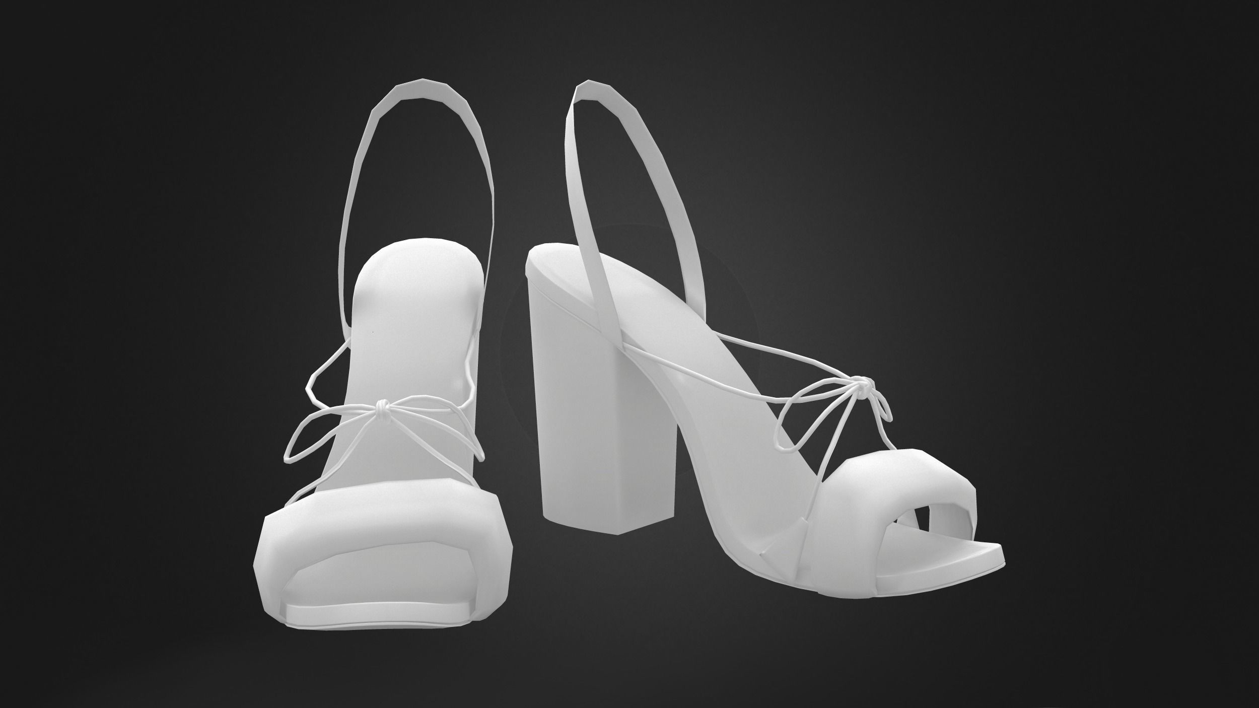 Female Black Suede Heels Low-poly 3D model_4