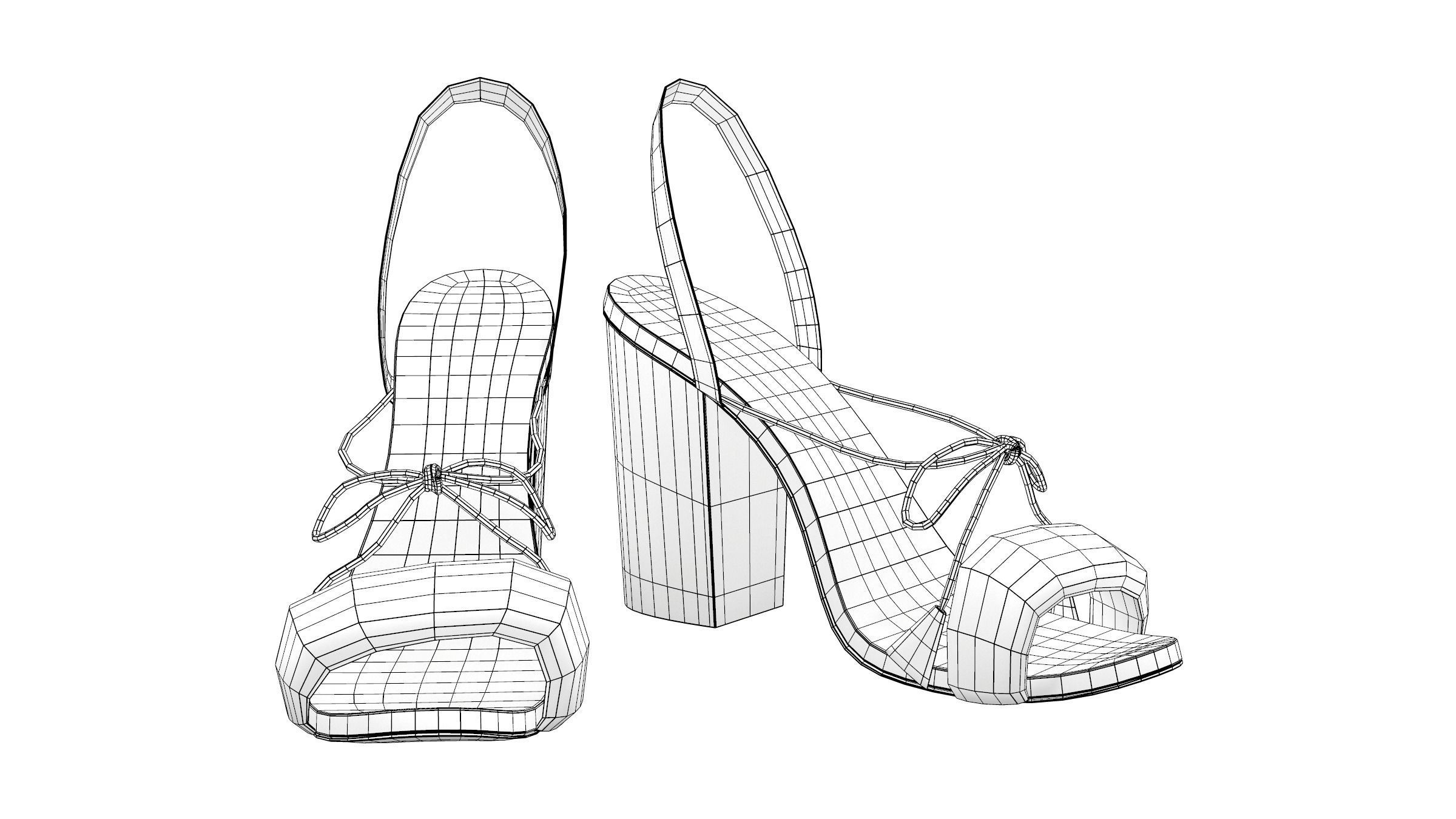 Female Black Suede Heels Low-poly 3D model_3