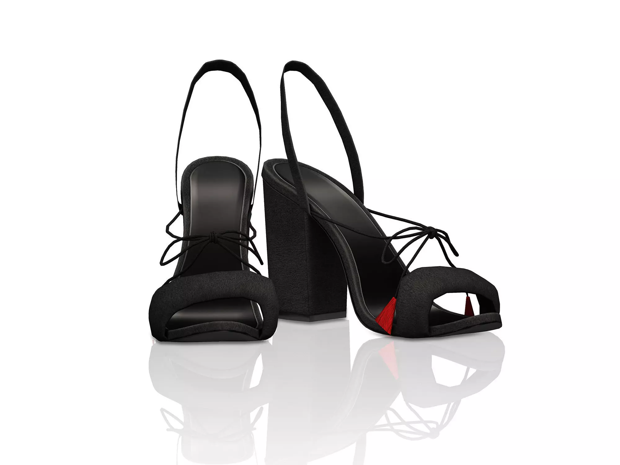 Female Black Suede Heels Low-poly 3D model_0