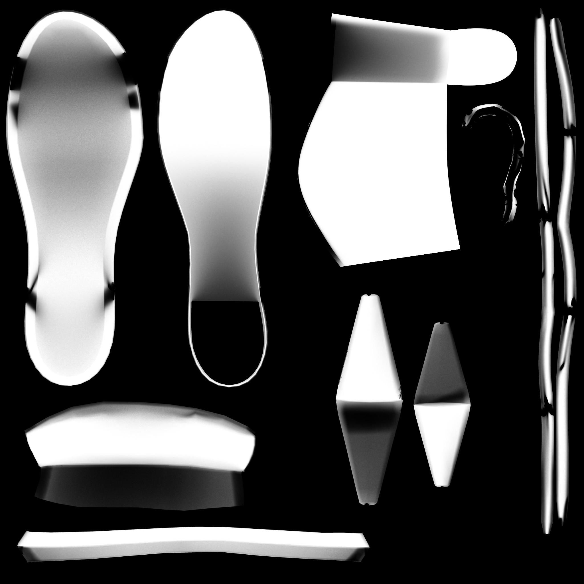 Female Black Suede Heels Low-poly 3D model_8