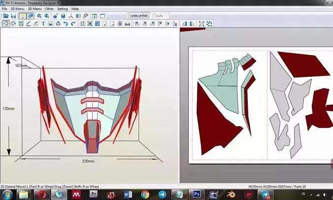 RX-0 Unicorn Gundam Destroy Mode Gunpla Face Mask Pepakura Files